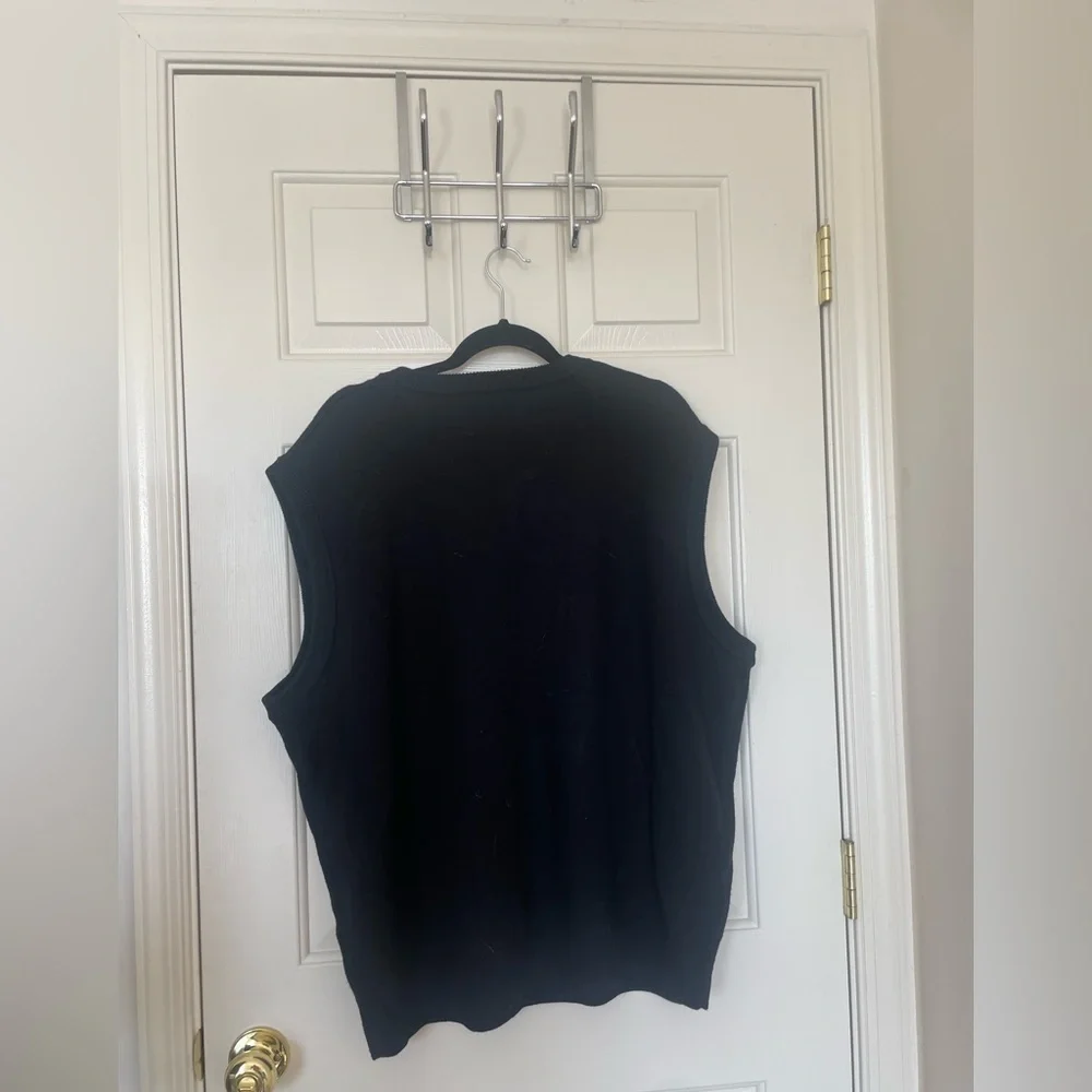 Viyella 100% Merino Wool Sweater Vest Black Classic Knit V-Neck Pullover XXL - Picture 5 of 9